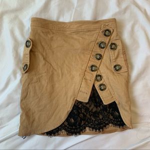 Self Portrait tan skirt with black lace detailing